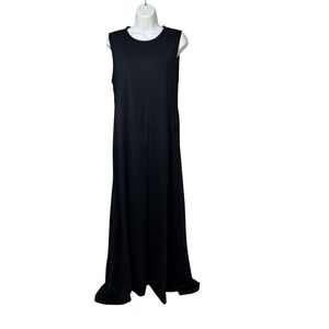 PAUSE Womens Black Sleeveless Round Neck Maxi Dress Size S Minimalist Stretch